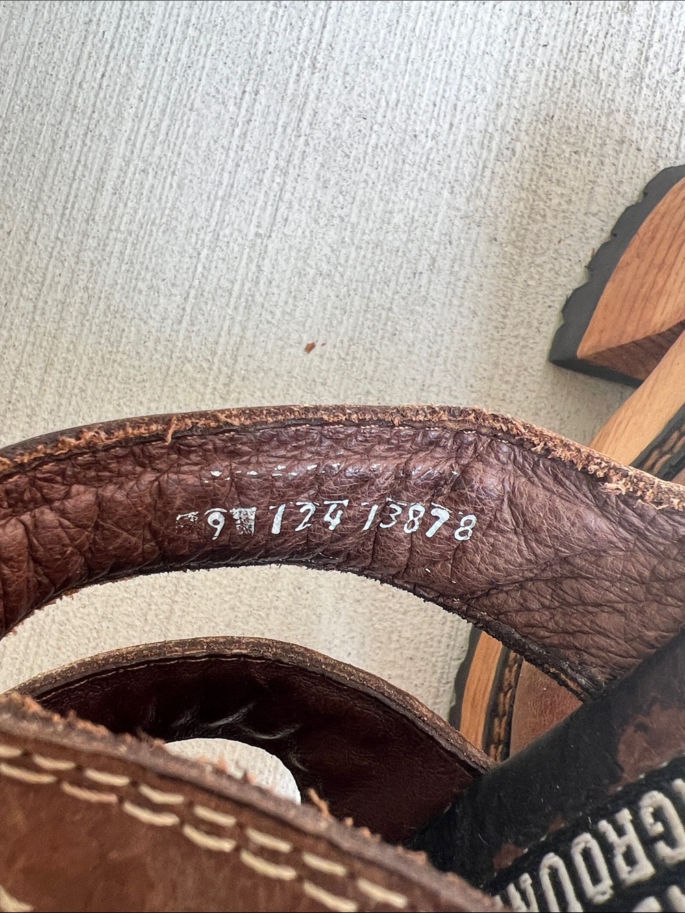 London Underground Y2K Vintage Brown Leather Strappy platform Wooden Sandals - Picture 9 of 13